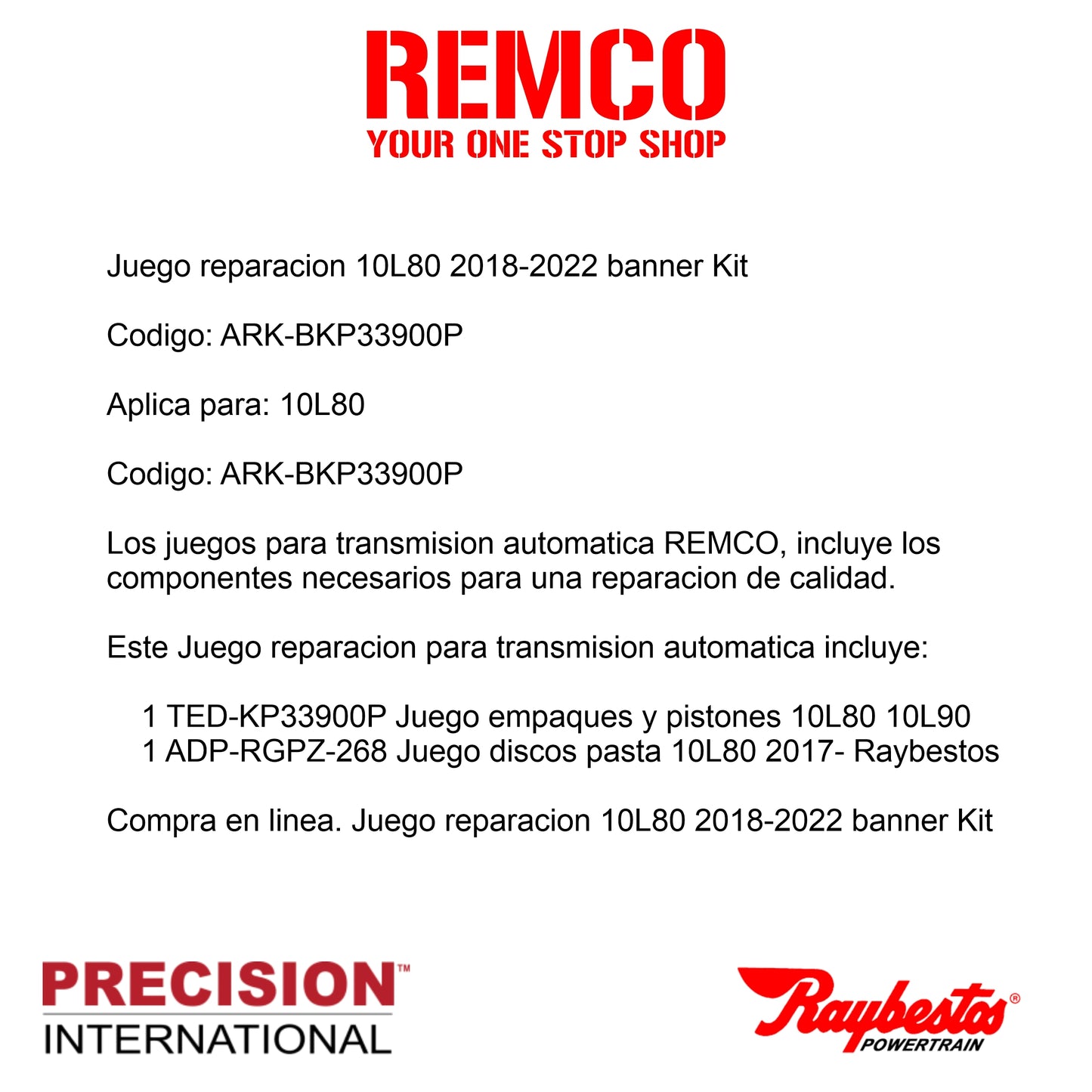 Juego reparacion 10L80 2018-2022 banner Kit