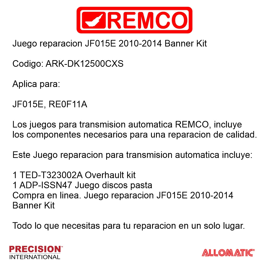 Juego reparacion JF015E 2010- Banner Kit