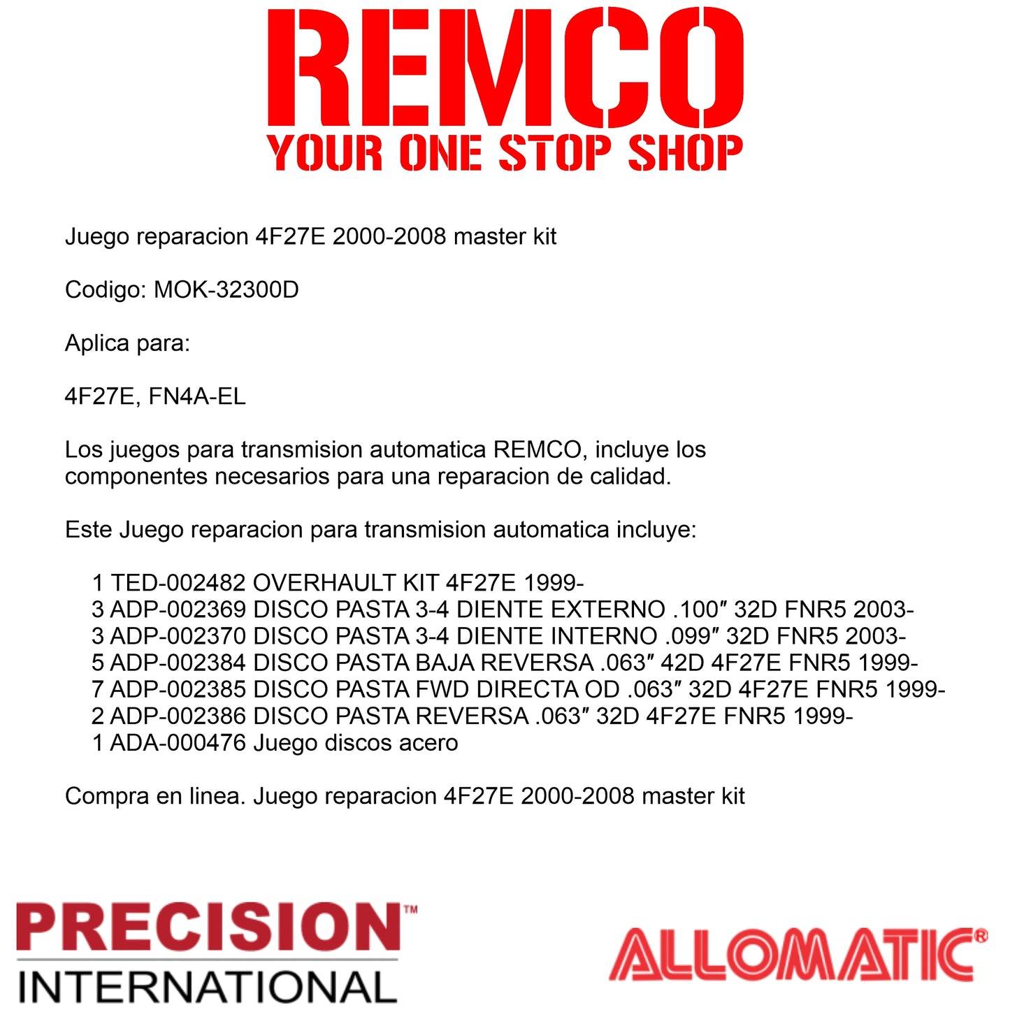 Juego reparacion 4F27E 2000-2008 banner Kit