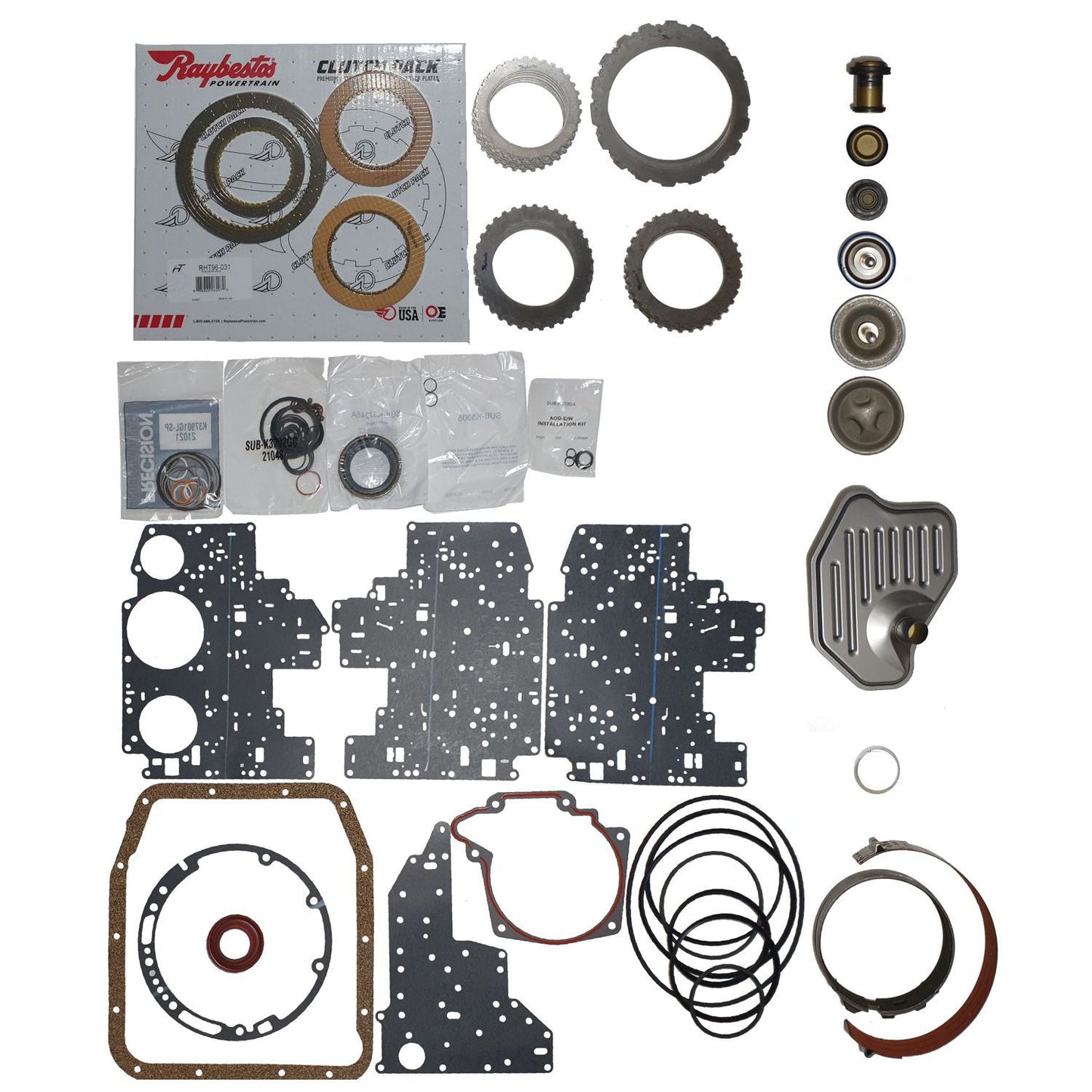 Juego reparacion pistones banda reversa aceros 4R70W AODE 96-02 Raybestos