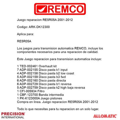 Juego reparacion RE5R05A V6 2002-