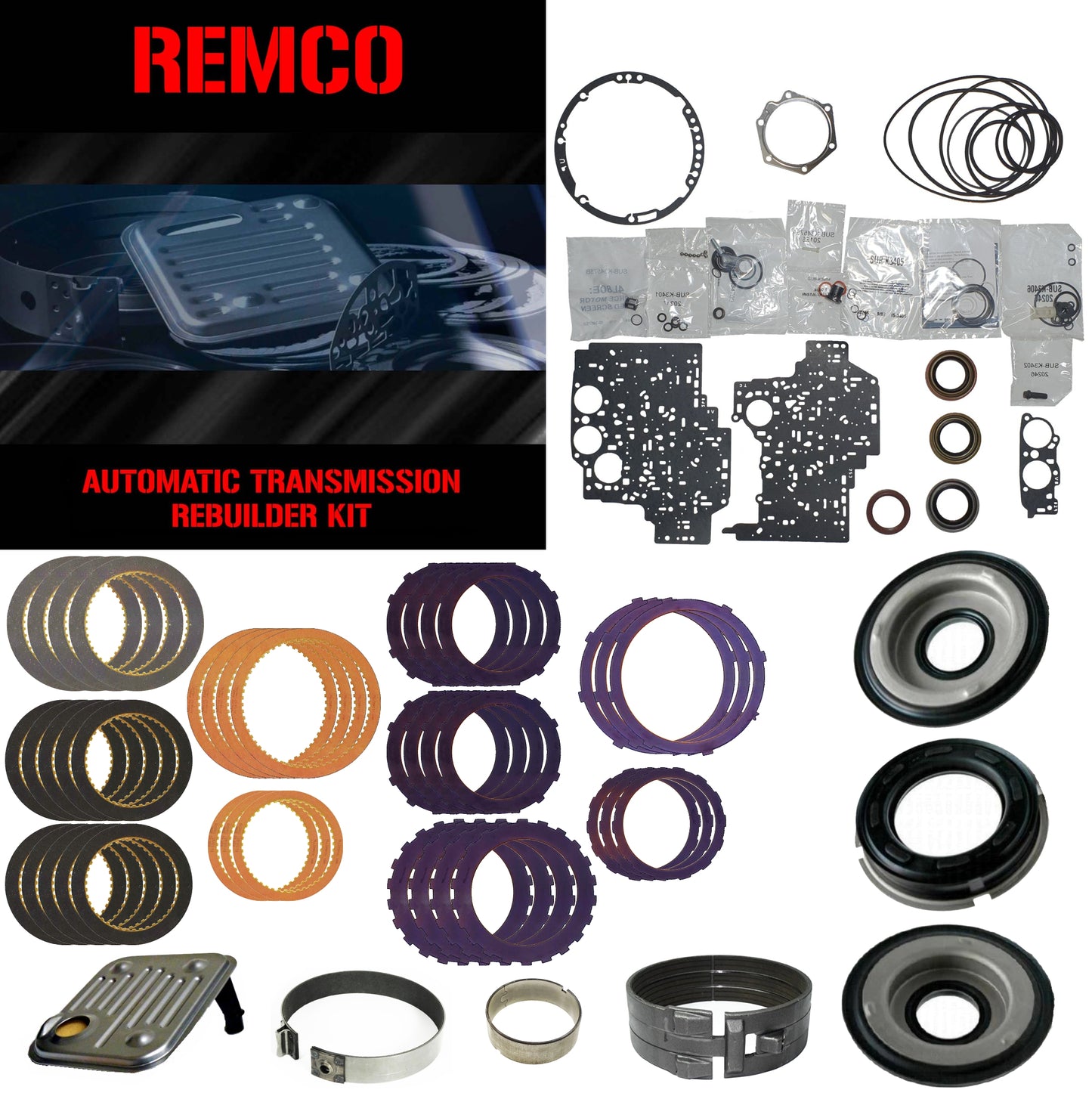 Juego reparacion con pistones banda reversa y discos acero 4L80E 1997-