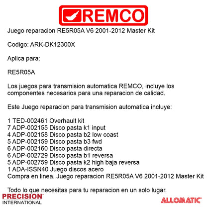 Juego reparacion RE5R05A V6 2002- Master Kit