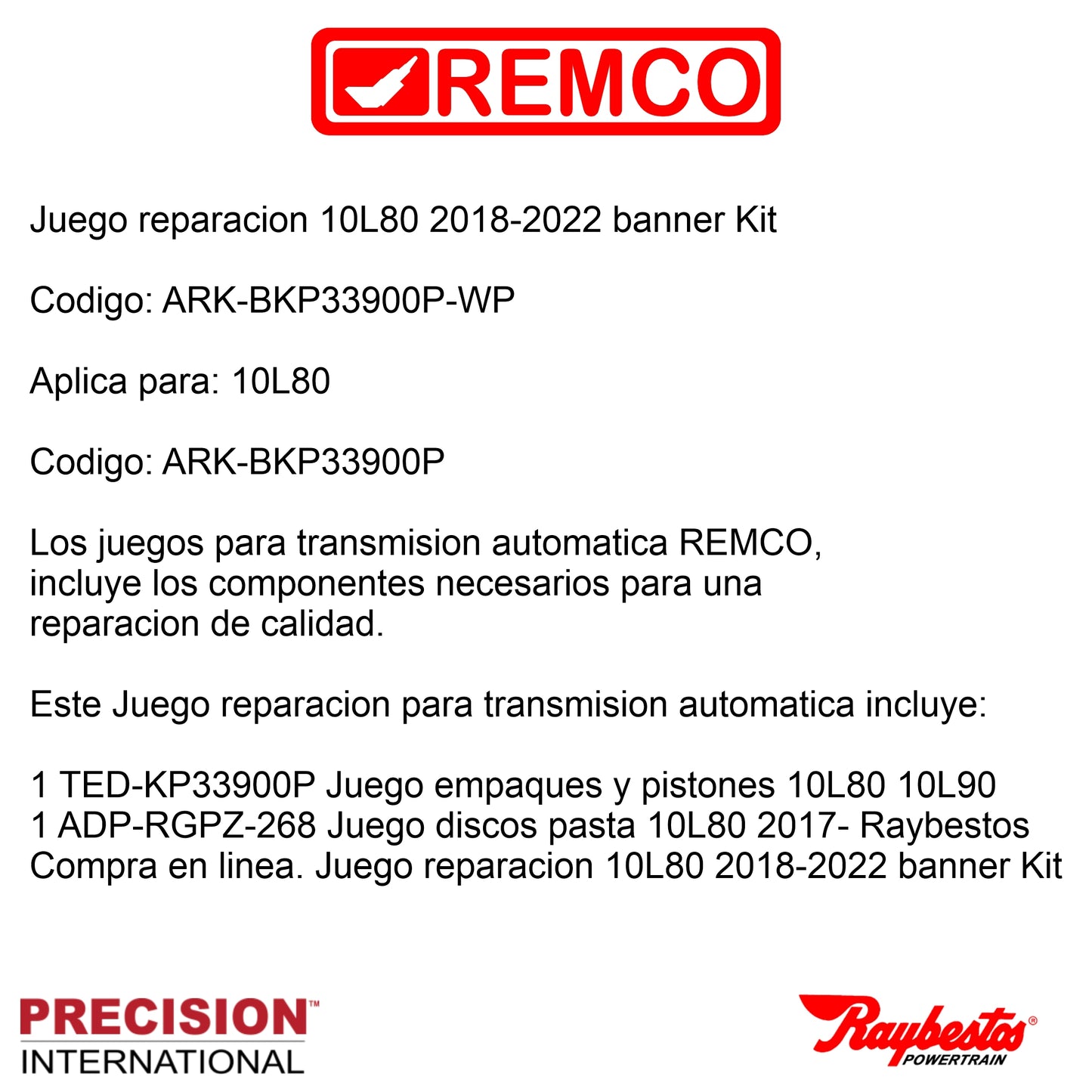 Juego reparacion 10L80 2018-2022 banner Kit