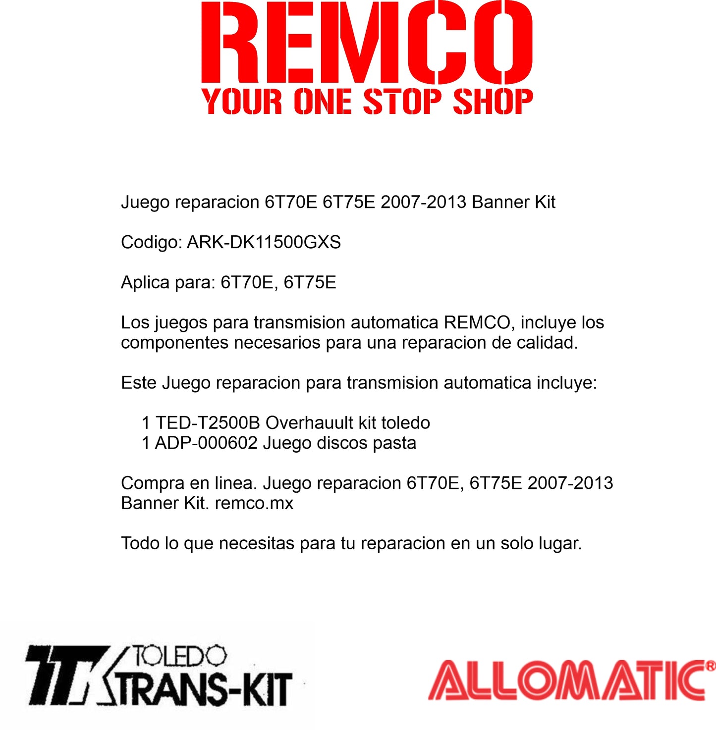 Juego reparacion 6T70 6T75 2007-2012 Banner Kit