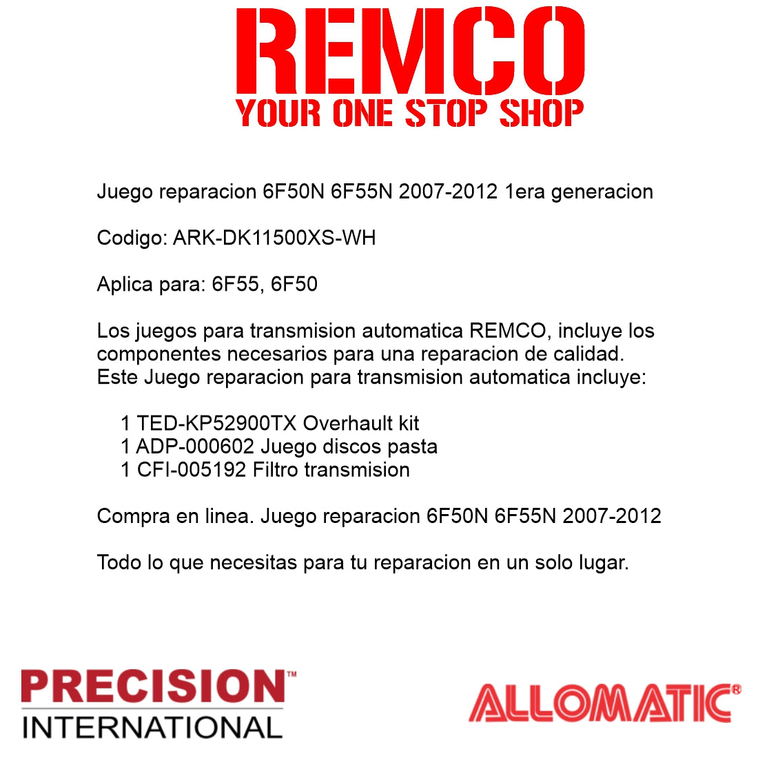 Juego reparacion 6F50N 6F55N 2007-2012