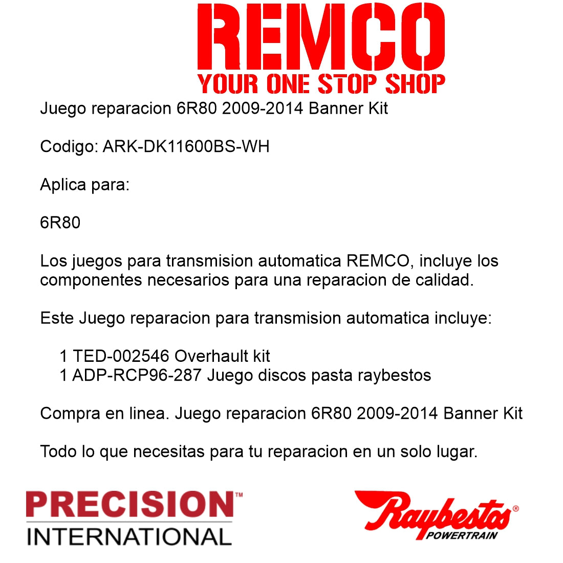 Juego reparacion 6R80 2009-2014 Banner Kit