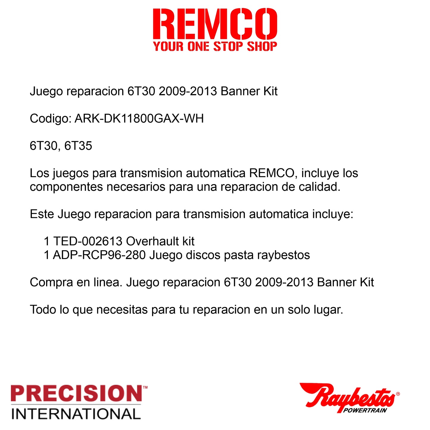 Juego reparacion 6T30 2009-2013 Master Kit