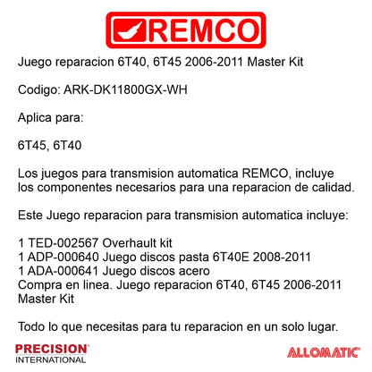 Juego reparacion 6T40 6t45 2008-2011 Master Kit