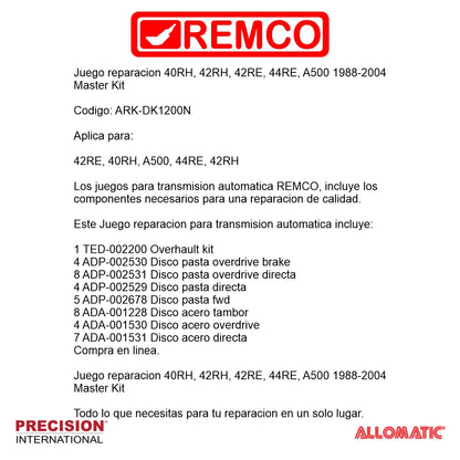 Juego reparacion A500 1988- Master Kit