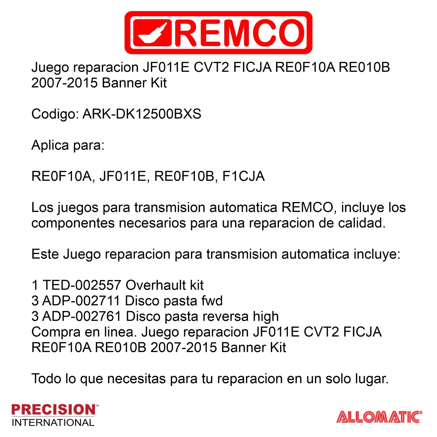 Juego reparacion JF011E 2007- Banner Kit