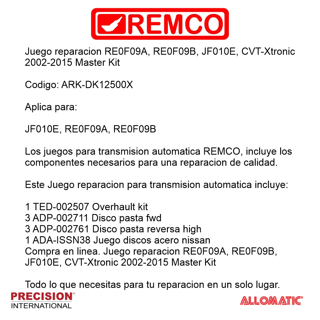 Juego reparacion JF010E 2004- Master Kit