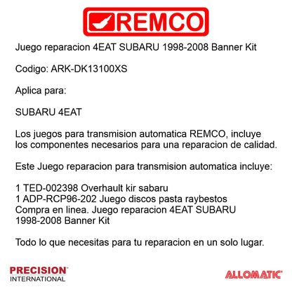 Juego reparacion Subaru 4EAT R4AX-EL 1987-2014 Banner Kit
