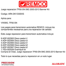 Juego reparacion TF60-SN 09G 2003-2013 Banner Kit