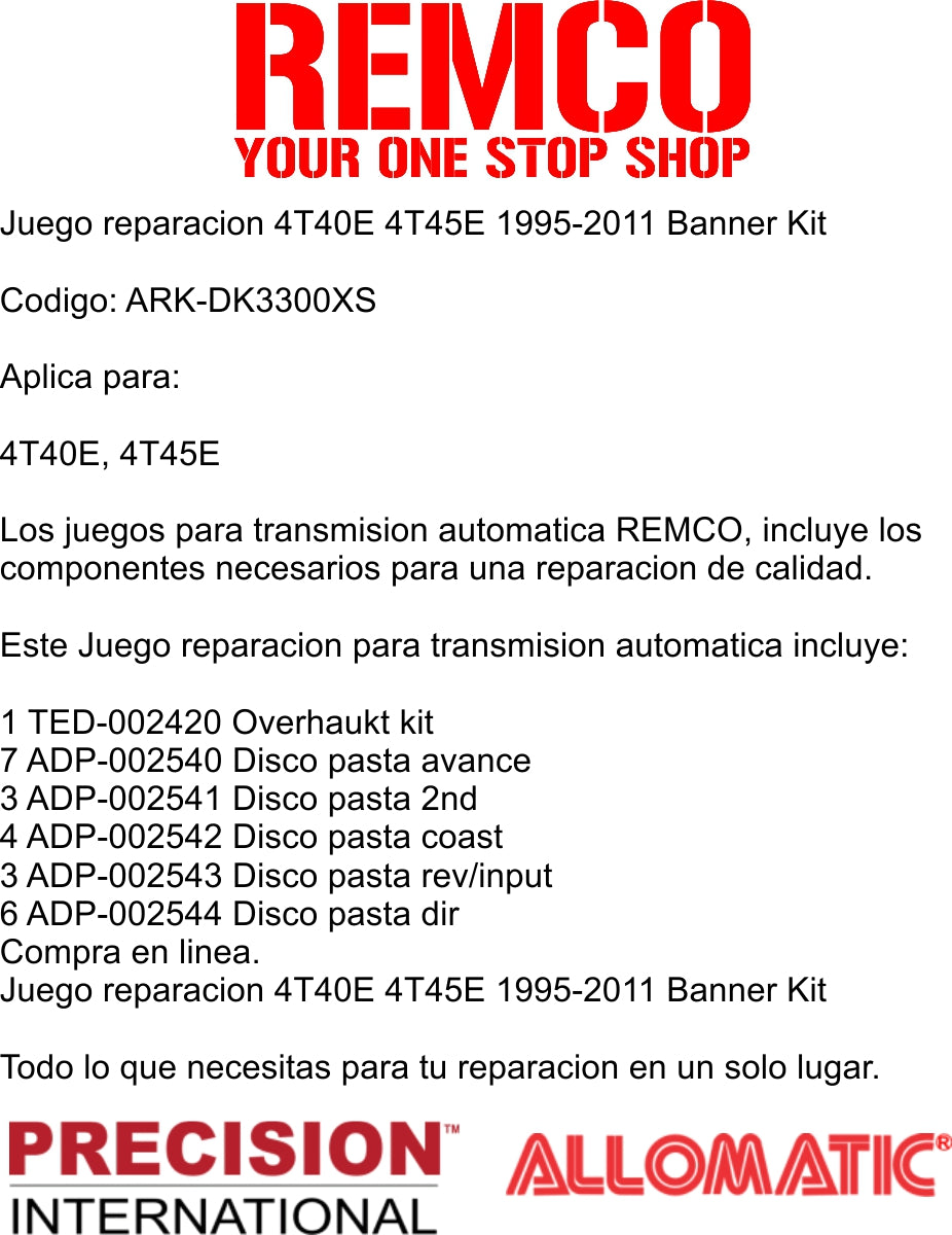 Juego reparacion 4T40E 4T45E 1995-2011 Banner Kit