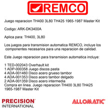 Juego reparacion TH400 3L80 TH425 1965-1987 Master Kit