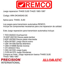 Juego reparacion TH400 3L80 TH425 1965-1987