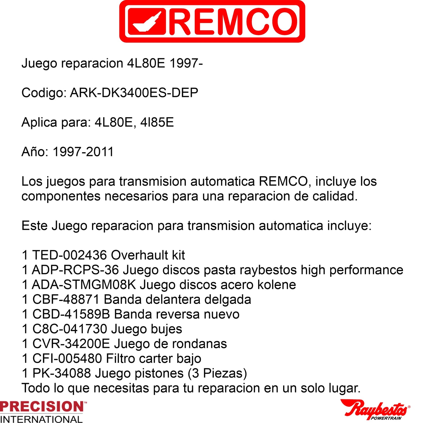 Juego reparacion 4L80E 1997- Stage1