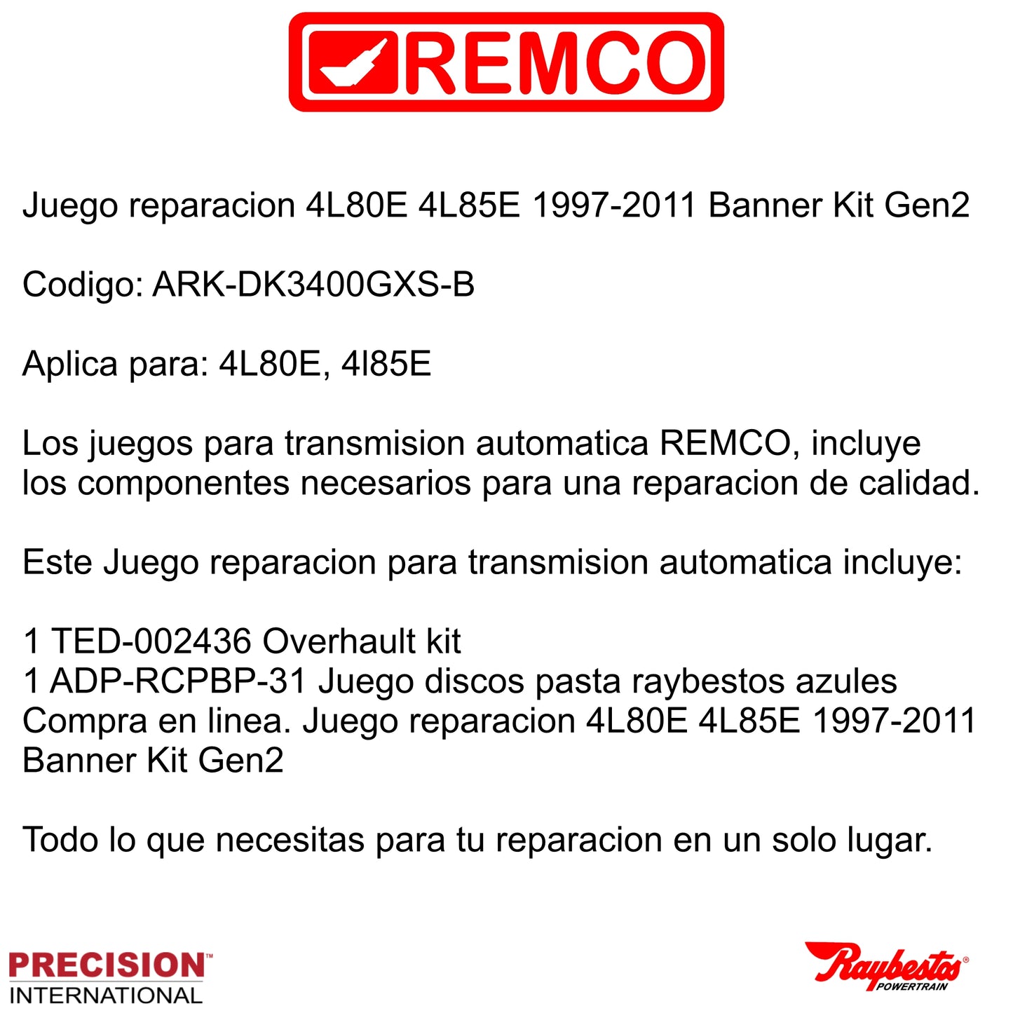 Juego reparacion 4L80E 4L85E 1997-2011 Banner Kit Gen2