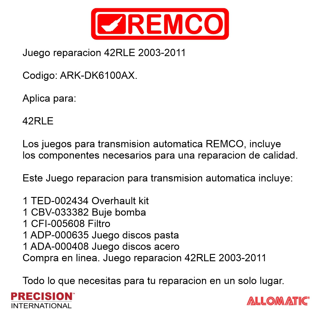 Juego reparacion 42RLE 2003-2011