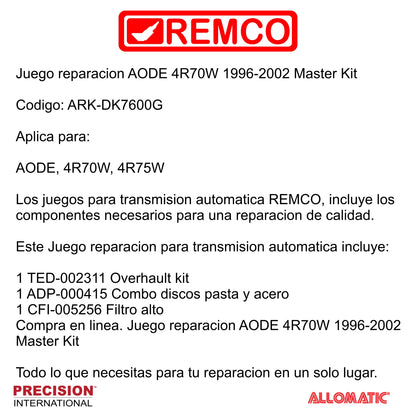 Juego reparacion AODE 4R70W 1996-2002 Master Kit