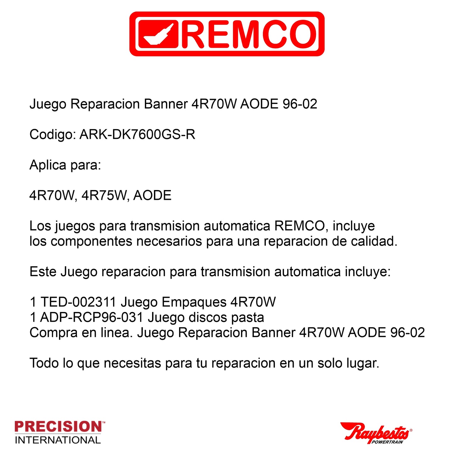Juego Reparacion Banner 4R70W AODE 96-02