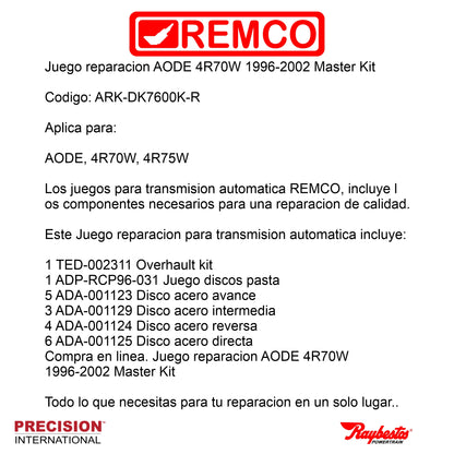 Juego reparacion AODE 4R70W 1996-2002 Master Kit