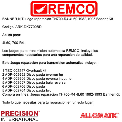 Juego reparacion TH700-R4 4L60 1982-1993 Banner Kit HE