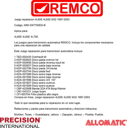 Juego reparacion 4L60E 4L65E M32 1997-2003
