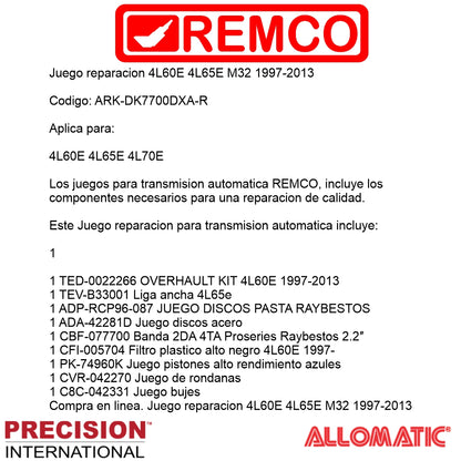Juego reparacion 4L60E 4L65E M32 1997-2013 Raybestos