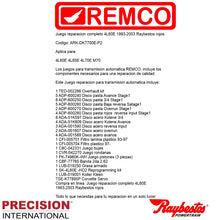 Juego reparacion completo 4L60E 1993-2003 Raybestos rojos