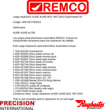 Juego reparacion Chevrolet 4L60E 1997-2003 Master Raybestos con pistones