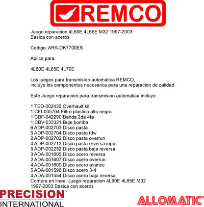 Juego reparacion 4L60E M30 4L65E M32 1997-2003