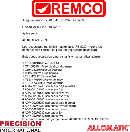 Juego reparacion 4L60E 4L65E M32 1997-2003