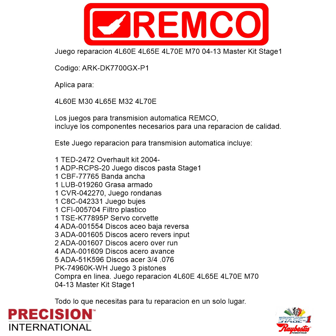 Juego reparacion 4L60E 4L65E 4L70E M70 2004-2013