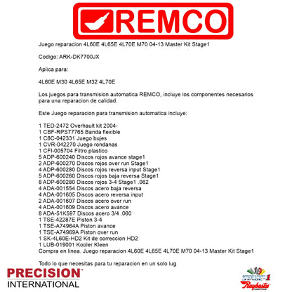 Juego reparacion 4L60E 4L65E 4L70E M70 04-13 Master Kit Stage1