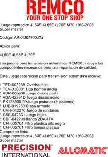 Juego reparacion 4L60E 4L65E 4L70E M70 1993-2008 Super master