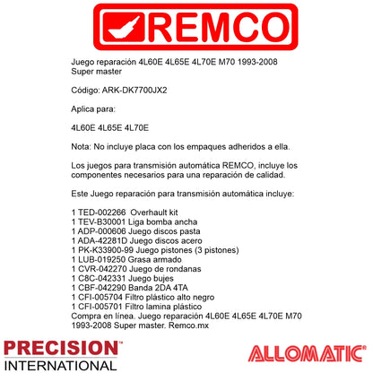 Juego reparacion 4L60E 4L65E 4L70E M70 1993-2008 Super master