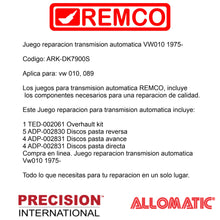 Juego reparacion transmision automatica VW010 1975-