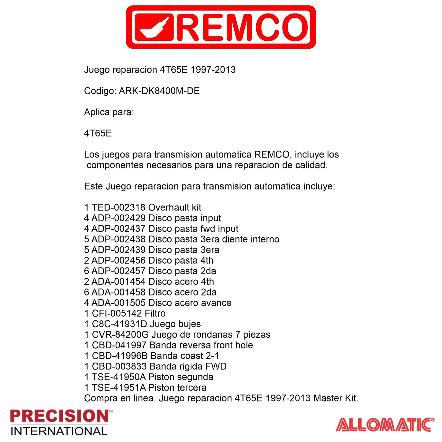 Juego reparacion 4T65E 1997-2013