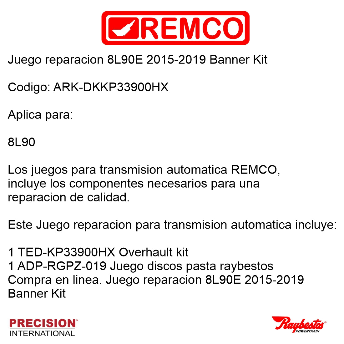 Juego reparacion 8L90E 2015 Banner Kit