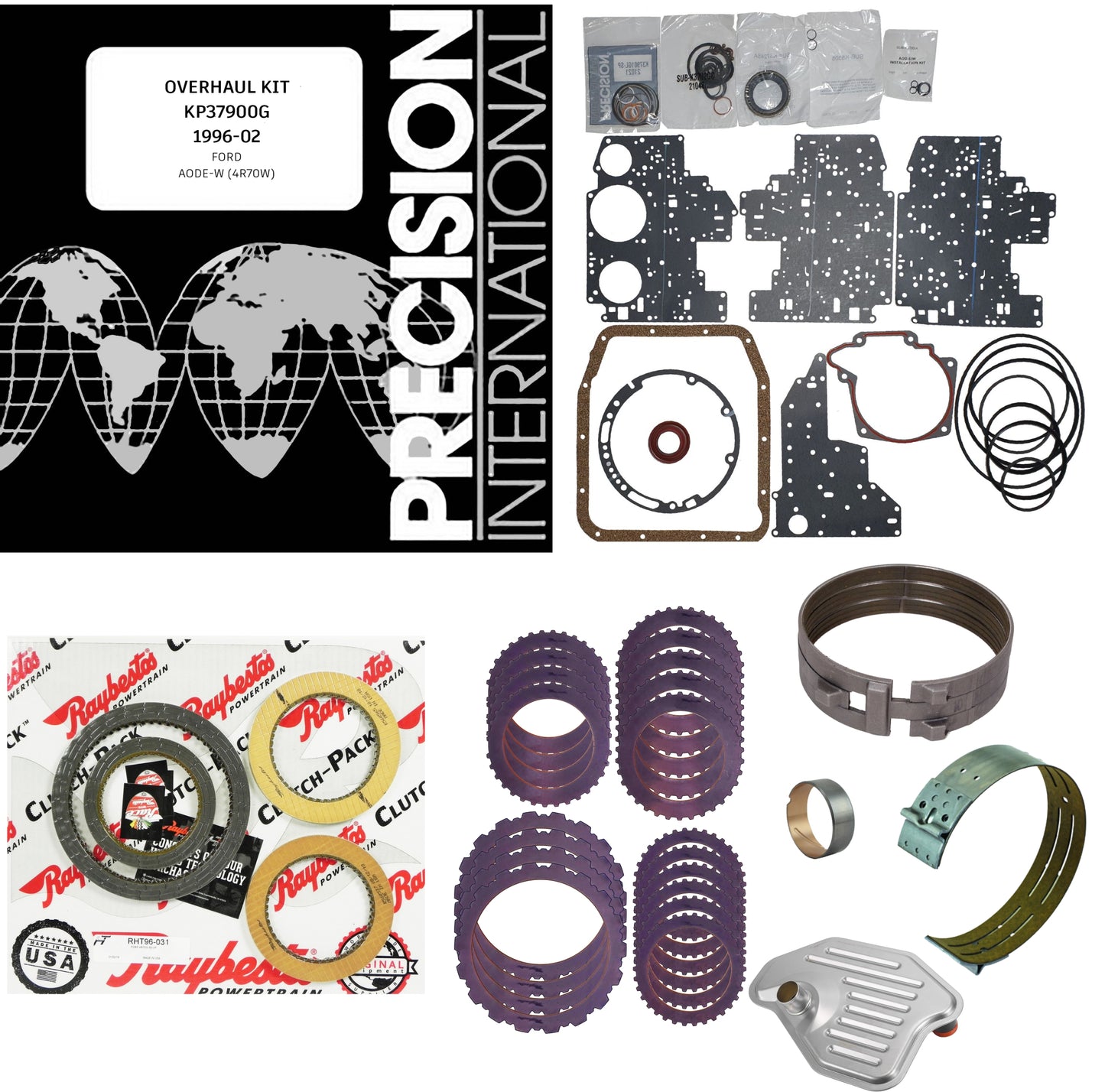 Juego reparacion aceros banda reversa 4R70W AODE 1996-2002 Raybestos