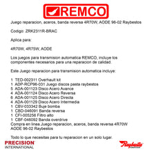 Juego reparacion aceros banda reversa 4R70W AODE 1996-2002 Raybestos