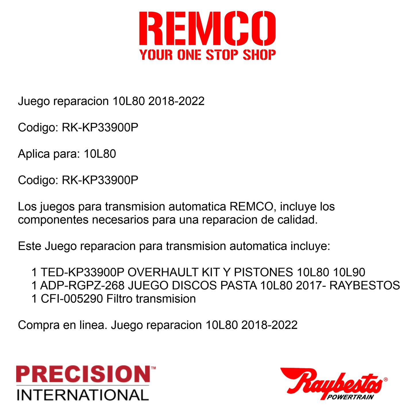 Juego reparacion 10L80 2018-2022