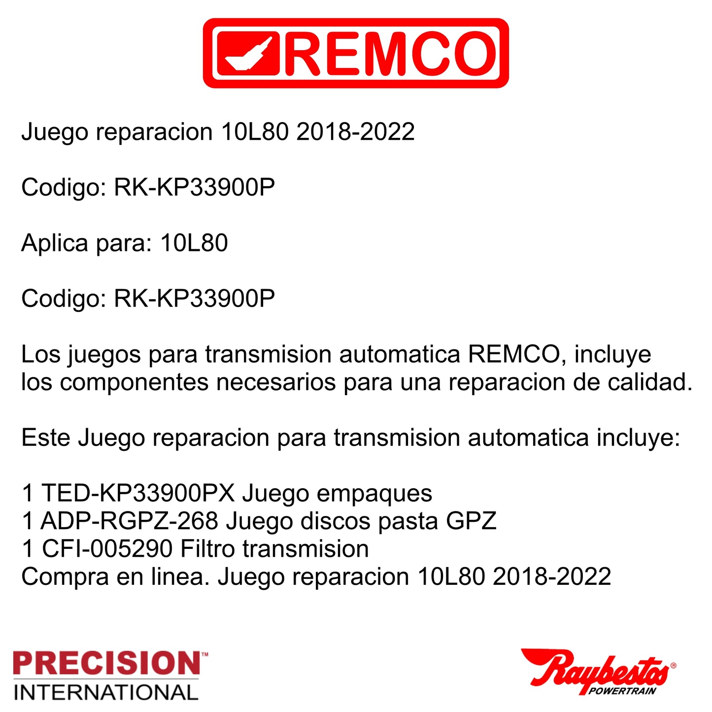 Juego reparacion 10L80 2018-2022
