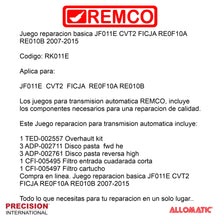 Juego reparacion basica JF011E CVT2 FICJA RE0F10A RE010B 2007-2015