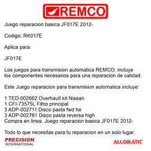 Juego reparacion basica JF017E 2012-