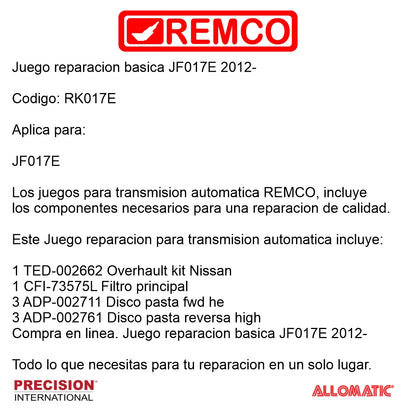 Juego reparacion basica JF017E 2012-