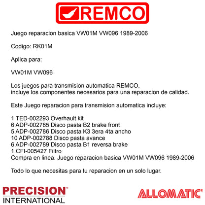 Juego reparacion basica VW01M VW096 1989-2006