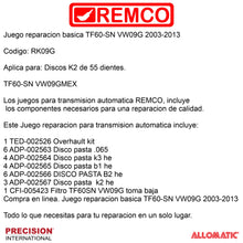 Juego reparacion basica TF60-SN VW09G 2003-2013